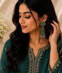 Peacock Plume Jhumka Earrings